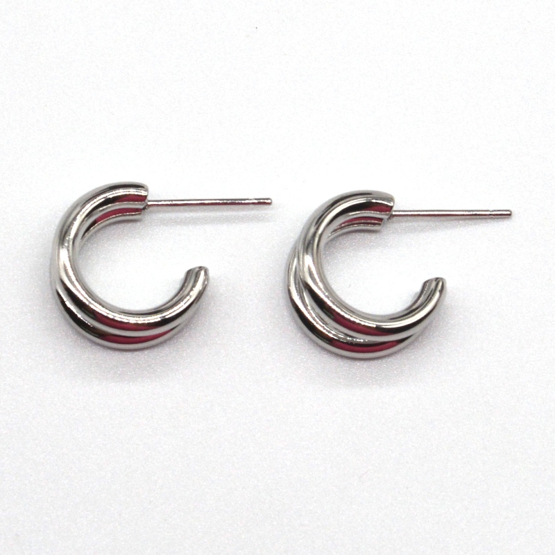 Grube srebrne kolczyki koła podwójne C-ring retro geometryczny metal rock punk okrągłe koło wiszące kolczyki dla kobiet dziewczyny kolczyki biżuteria Chiny Ruifanbao fabryka przetwarzania biżuterii