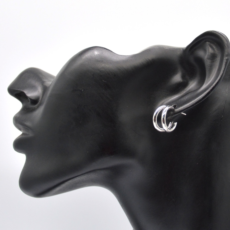 Grube srebrne kolczyki koła podwójne C-ring retro geometryczny metal rock punk okrągłe koło wiszące kolczyki dla kobiet dziewczyny kolczyki biżuteria Chiny Ruifanbao fabryka przetwarzania biżuterii