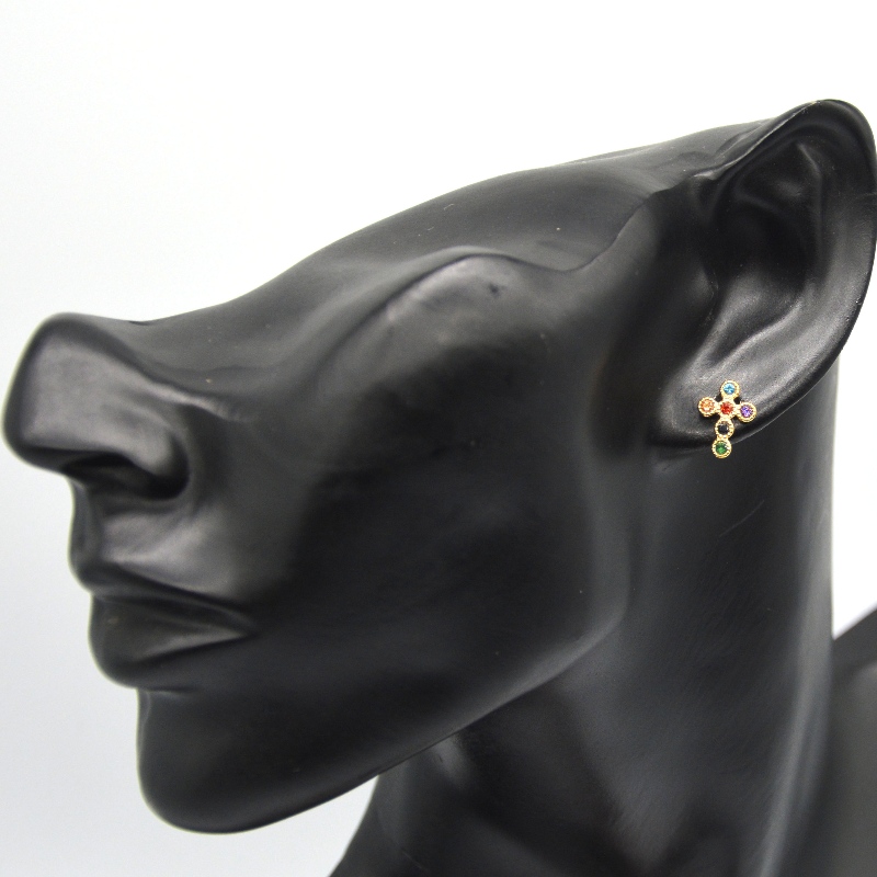 Damski krzyż cyrkonia mini pavé krzyżowe kolczyki Chiny Ruifanbao fabryka przetwarzania biżuterii