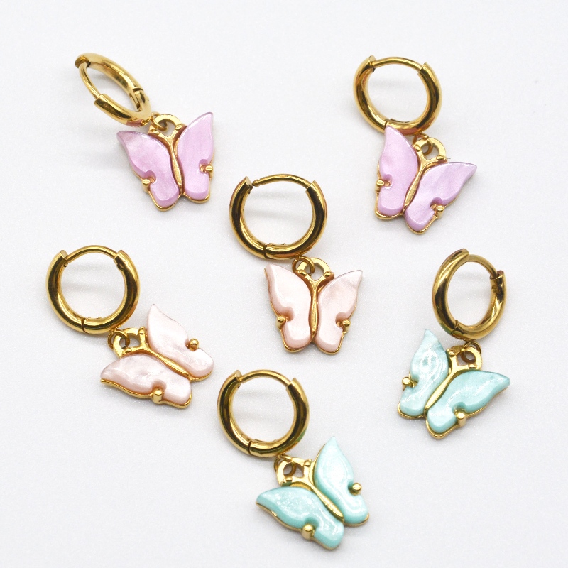 Kobiece kolczyki motylowe, kolorowa biżuteria motyla, żeńskie wiszące kolczyki, kobiecy prezent świąteczny Chiny Ruifanbao fabryka biżuterii