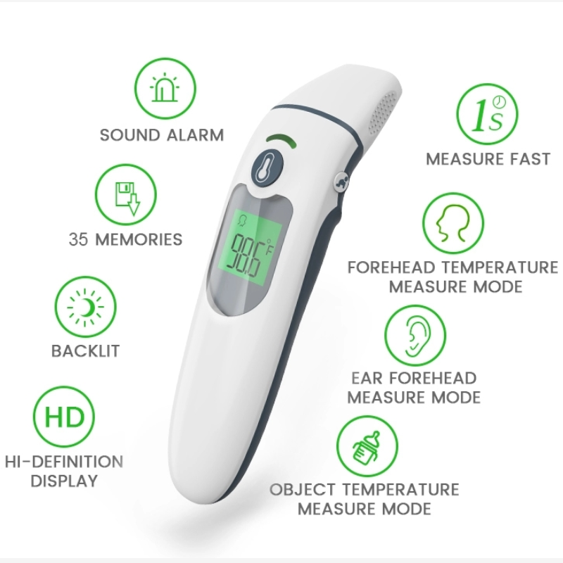 Medical Home Wysoka dokładność Cyfrowy termometr do czoła i ucha z szybkim odczytem na podczerwień dla niemowląt i dorosłych Zatwierdzony przez FDA / CE / Rohs