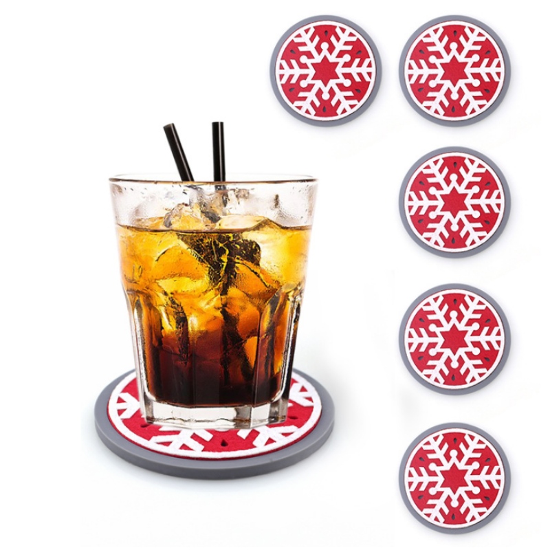 10 okrągłych zagęszczonych świątecznych podkładek filcowych