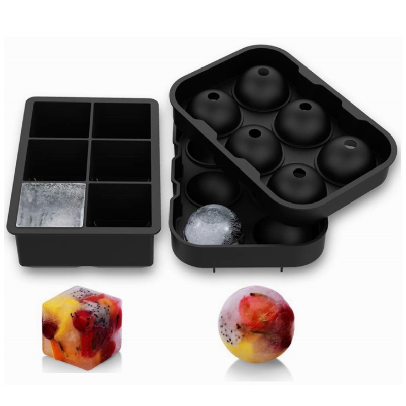 Zestaw silikonowych pojemników na lód 6 z 6 kratkami lodowymi 2 sztuki hurtowych foremek do lodu whisky