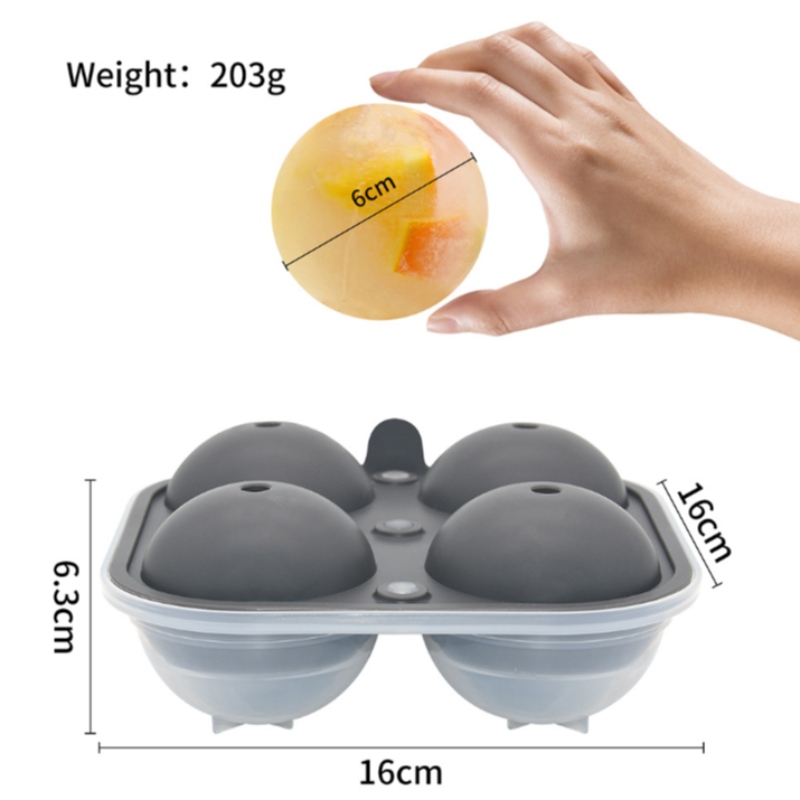 Nowe duże cztery silikonowe pudełko do hokeja na lodzie Kulka whisky okrągła plastikowa forma do lodu