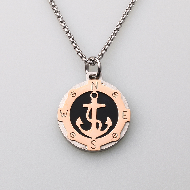Włochy styl biżuteria ze stali nierdzewnej ster wiatr wisiorek kotwica męski naszyjnik wykonany w Chinach