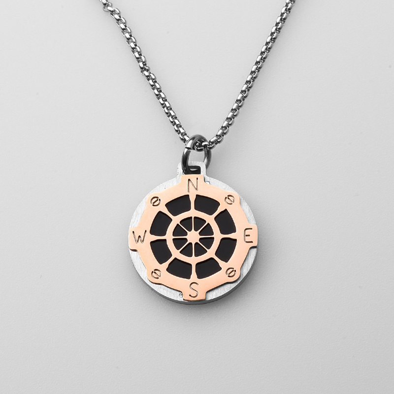 Włochy styl biżuteria ze stali nierdzewnej ster wiatr wisiorek kotwica męski naszyjnik wykonany w Chinach