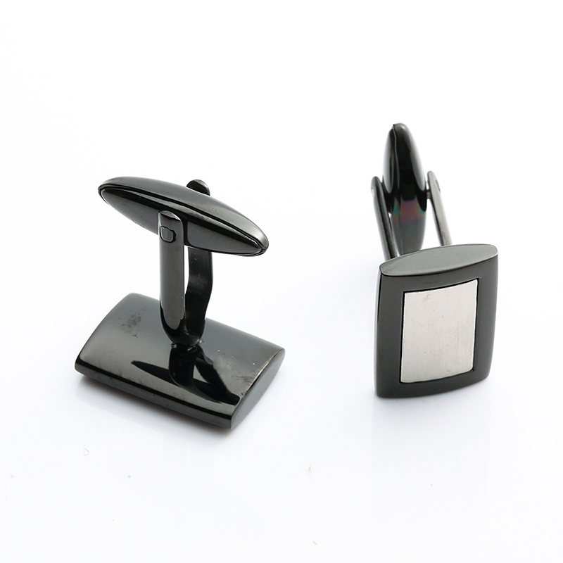 Dwukolorowe czarne spinki do mankietów ze stali nierdzewnej Chiny Dostawca biżuterii Spinki do mankietów dla mężczyzn