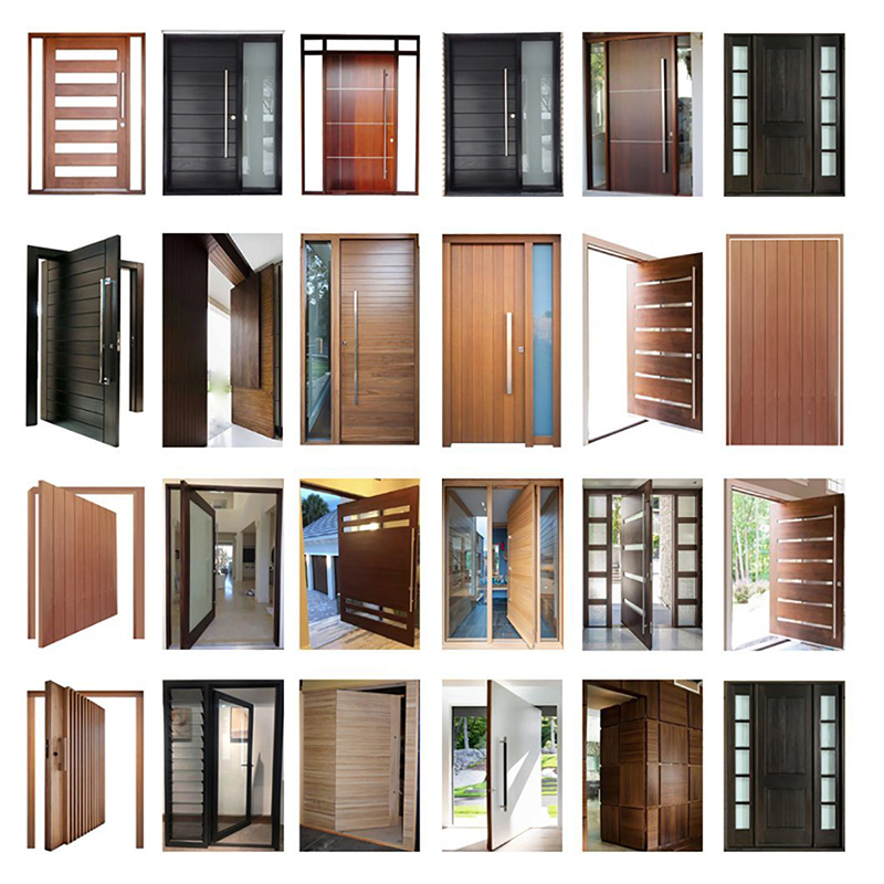 Nowe ustawienia Main Solid Double Modern Wood Doors Chinese Factory Heshan Doors France Teakwood Drewno Podwójne Drzwi Wysokiej jakości Foshan France Solid Wood Pivot Drzwi drewniane