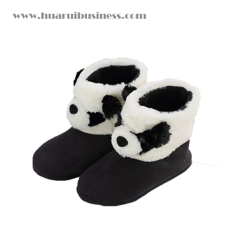 Panda kobiety ciepłe buty na kostce, miękkie pluszowe buty, wygodne pluszowe buty