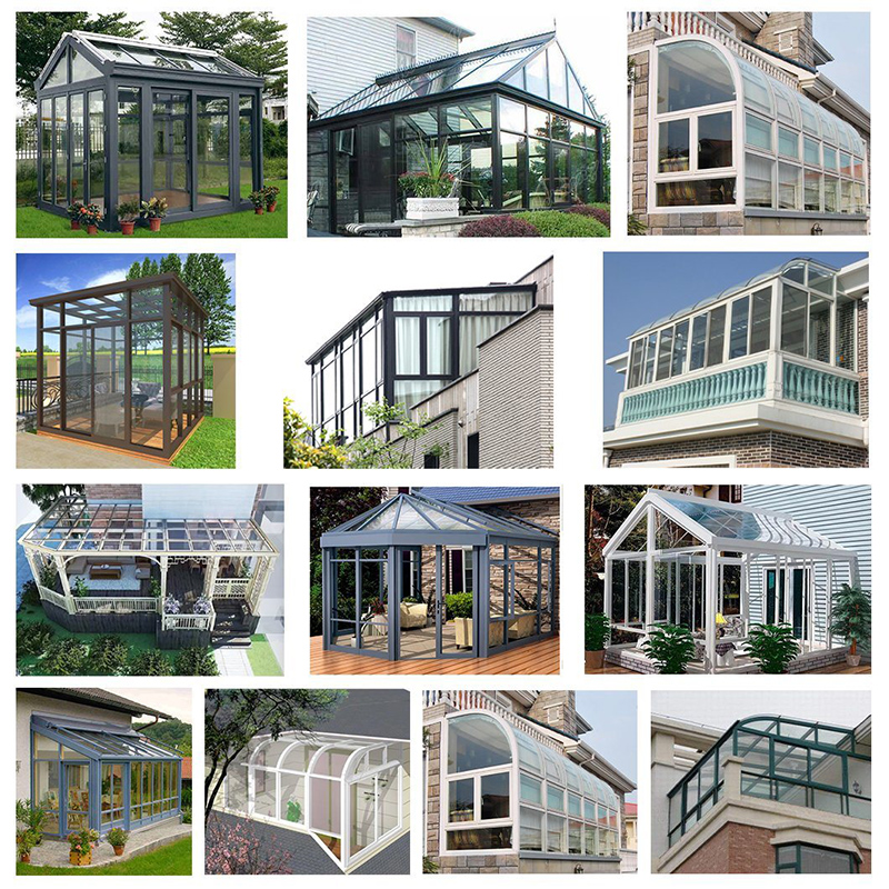 Design Aluminum Conservatory Glass Sunroom Multifunctional Aluminium Winter Garden Balcon Tea House Glass Sun Room Profesjonalny Veranda Sunroom House Shanghai Factory Best Seller New Design Aluminum Glass Sun Room