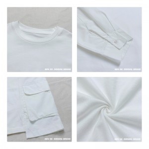 luźno dopasowany projekt Minimalst Round Collar Styl Stitched rękaw Casual Solid color bawełna i bielizna przerośnięta na zamówienie 12650 T-Shirts