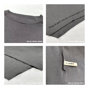 luźno dopasowany projekt Minimalst Round Collar Styl Stitched rękaw Casual Solid color bawełna i bielizna przerośnięta na zamówienie 12631 T-Shirts