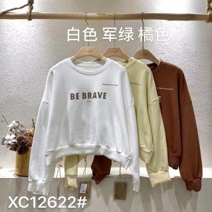 luźno dopasowany projekt Minimalst Round Collar styl Stitched rękaw Casual Solid color bawełna i bielizna przerośnięta na zamówienie 12622 Sweatshirts