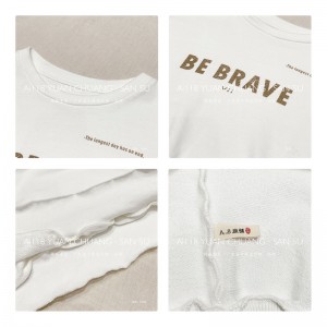 luźno dopasowany projekt Minimalst Round Collar styl Stitched rękaw Casual Solid color bawełna i bielizna przerośnięta na zamówienie 12622 Sweatshirts