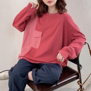 luźno dopasowany projekt Minimalst Round Collar styl Stitched rękaw Casual Solid color bawełna i bielizna przerośnięta na zamówienie 12635 Sweatshirts