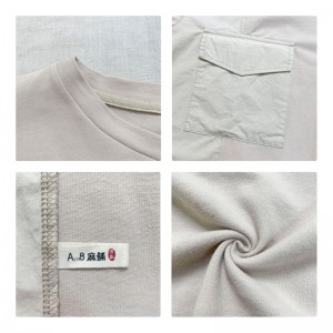 luźno dopasowany projekt Minimalst Round Collar styl Stitched rękaw Casual Solid color bawełna i bielizna przerośnięta na zamówienie 12635 Sweatshirts