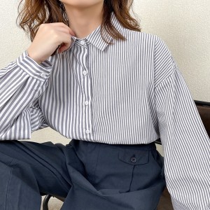 luźno dopasowany projekt Minimalist Stylish Casual Solid Striped Checked overshed custous 17835 Vertical Striped Shirt