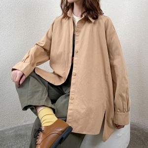 Luose-fitting design Minimalist Stylish Casual Solid color Striped Checked oversfied custous 17757 Loose Shirt