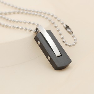 Hurtownia ze stali nierdzewnej dwukolorowy czarny naszyjnik wisiorek