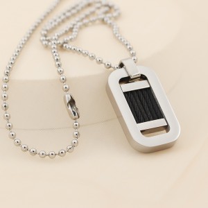 Hurtownia ze stali nierdzewnej dwukolorowy czarny naszyjnik z drutu stalowego