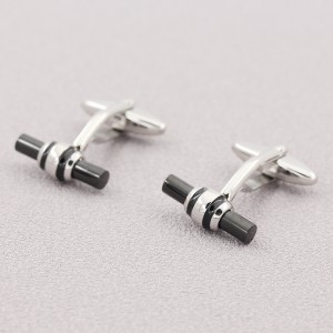 Męskie spinki do mankietów w dwóch odcieniach czerni ze stali nierdzewnej na prezent