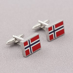 Akcesoria do biżuterii Spinki do mankietów z emalią Spinki do mankietów z flagą norweską