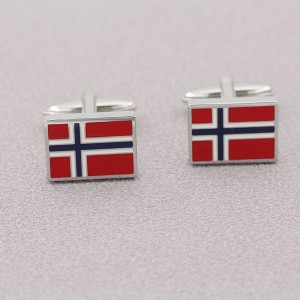 Akcesoria do biżuterii Spinki do mankietów z emalią Spinki do mankietów z flagą norweską