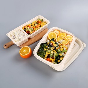 Kwadratowy kształt ekologiczny, kompostowalny, jednorazowy pojemnik do przechowywania żywności na wynos, biodegradowalny pojemnik na skrobię kukurydzianą