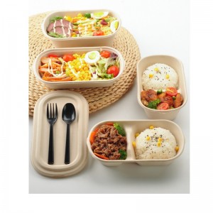 Owalne pudełka do fast foodów na wynos Biodegradowalne pojemniki do pakowania żywności z bagassy z przezroczystą pokrywą