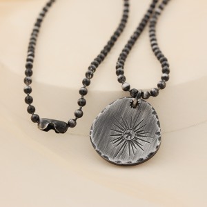 Antyczny czarny naszyjnik Shining Star wisiorek Okrągły naszyjnik ze stali nierdzewnej