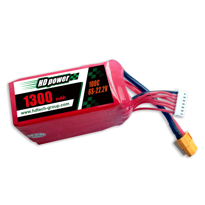 HD POWER 1300 mAh 100C 6S 22.2V FPV bateria lipo