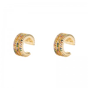 Insnowych europejskich i amerykańskich mężczyzn i kobiecych uszu klip kostny miedzi Micro-inkrustowany kolor cyrkonium proste klips do ucha bez przebijania kolczyków hip-hopowych