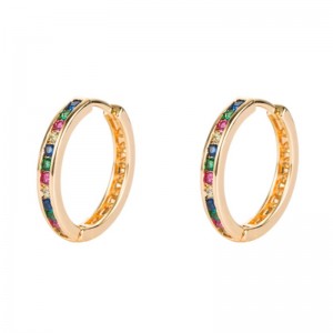 Ins europejski i amerykański kolorowy koło kolczyki, kolczyki małe koło, kolczyki geometryczne, kolczyki kolczyków diamentowych diamentowych hip hopowych kolczyków