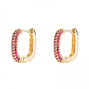 Ins Rainbow Series Europejski i amerykański styl kolczyki geometryczne miedź pozłacane mikro-inkrustowane kolczyki kolorowe cyrkonie hip-hop