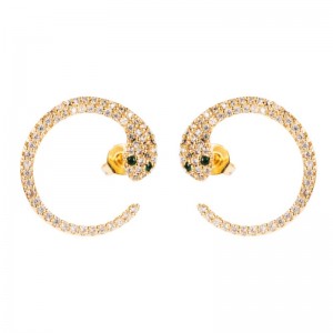 Ins European and American Transgraniczna Nowy Produkt Kolczyki Przesadzone Osobowości Kolczyki w kształcie węża Mikro-inkrustowane Cyrkon Hip-Hop Kształtne kolczyki węża