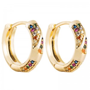 Ins europejski i amerykański styl etniczny kolczyki kreatywne geometryczne wydrążone kolczyki żeńska miedź platerowany realne złote mikro-inkrustowane kolczyki cyrkon