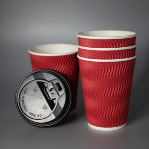 8OZ 12oz 16oz Dostosowane Dostosowane Papierowe Kubki Jednorazowe Drukowane Papier Double Wall Ripple Coffee Cup