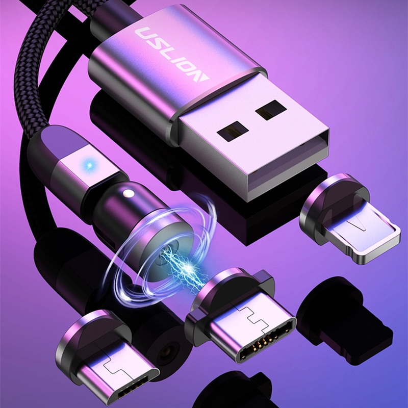 2nd Gen 540 Rotacja Micro USB typu C Kabel ładujący magnetyczny Nylon Pleciony Magnetyczny Szybki ładowanie Kabel USB