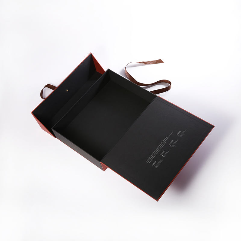 Niestandardowy elegancki luksusowy kwadrat czerwony papier magnetyczny podwójna warstwa otwartego pudełkana prezent z wstążką
