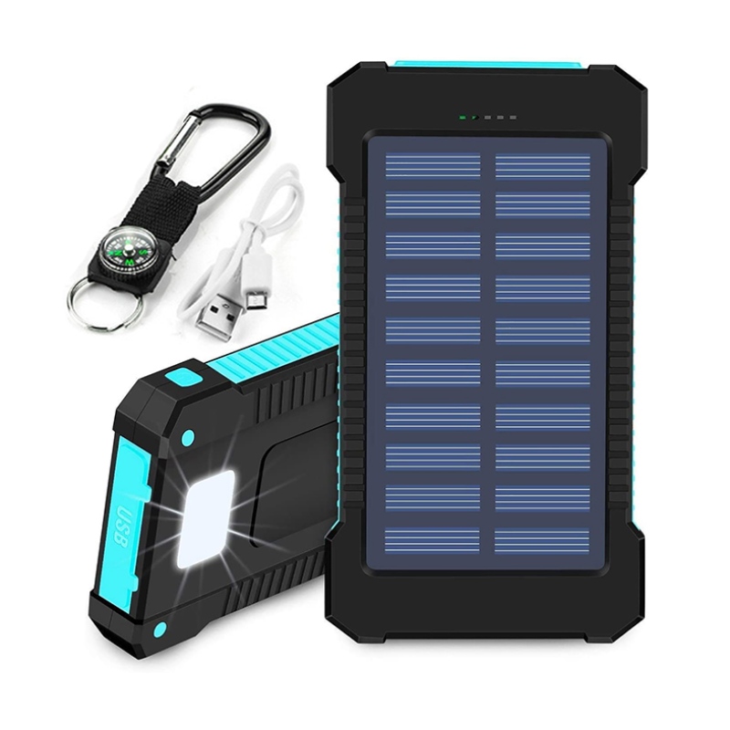 Słoneczny Bank Power Bank Dual USB Power Bank 20000MAH Wodoodporna Ładowarka baterii Zewnętrzny Przenośny panel słoneczny z LED Light