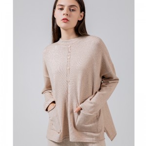 Loose Fashion Trend Casual Joker Single Row Button Knit Top 68030