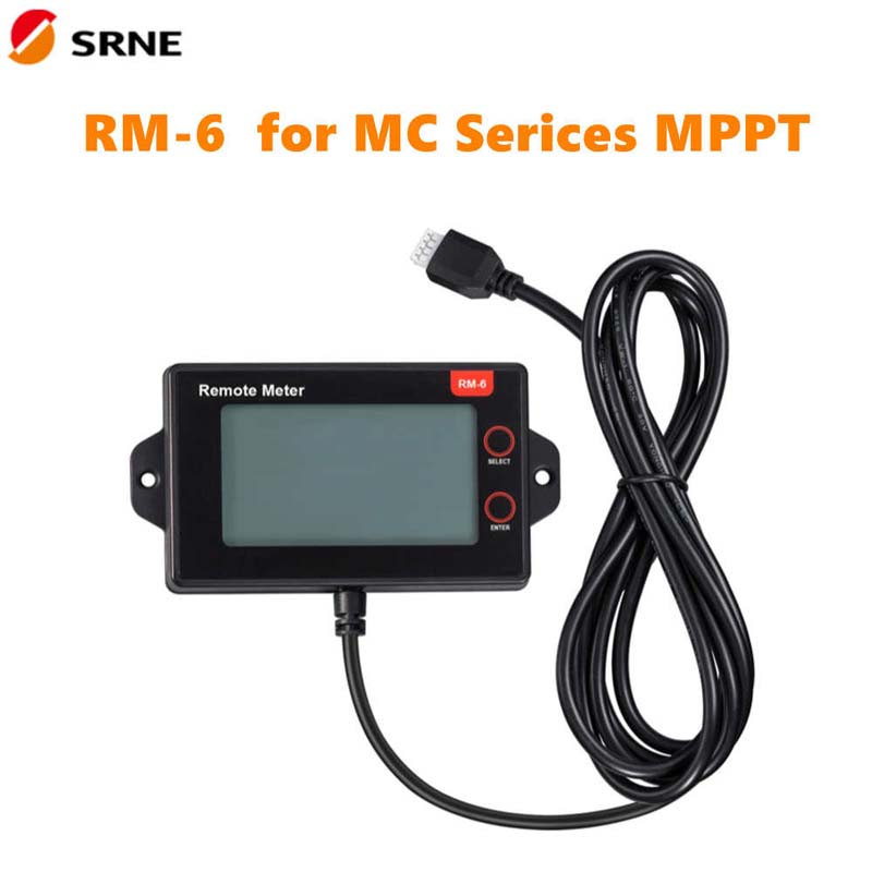 SRNE RM-6 Remote Meter LCD Wyświetlacz dla MC24 Series MPPT 20A 30A 40A 50A Solar Charge Controller