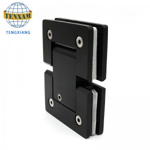 Łazienka czarny szklany zawias drzwi regulacja drzwi prysznicowych zawias bezramowy zawias