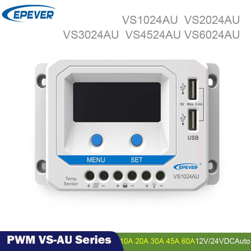 Epver PWM 60A45A30A20A10A Słoneczna ładowarka 12 V 24 V Auto Podświetlenie LCD Regulator panelu słonecznego Dual USB ViewStar-au seria