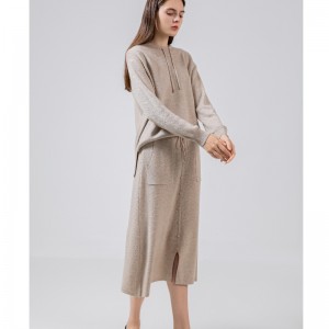 Casual Wool Knit Dwuczęściowy zestaw z kapturem 69027