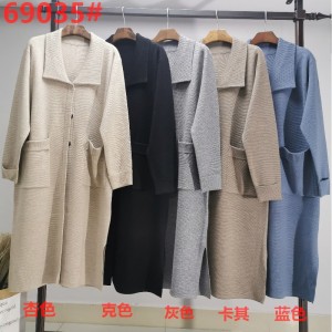 Modne dorywczo dzianiny długie kardigan z wełny Lapels 69035