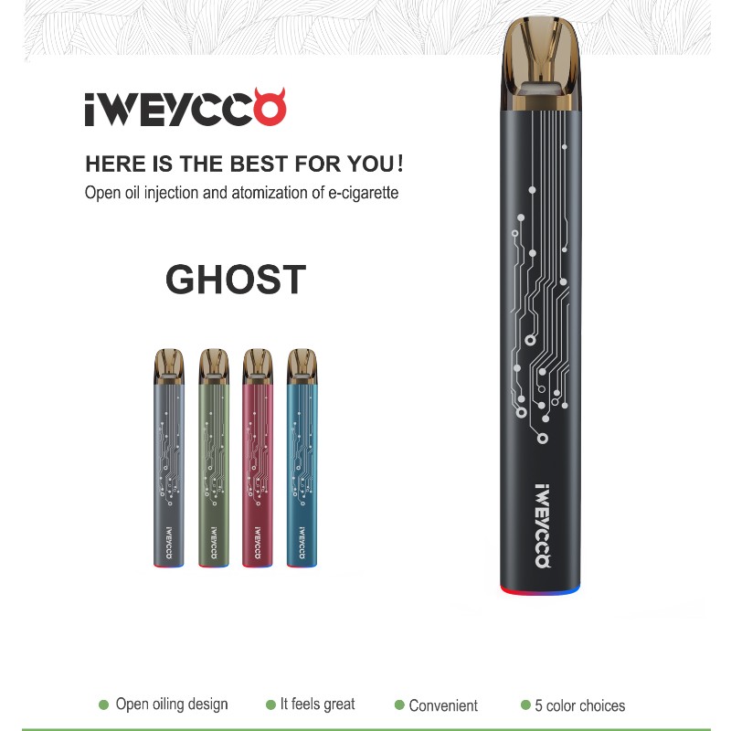 Iweeycco Ghost Vape 650MAH 12W Podstawowy Zestaw Elektroniczny Papieros 2ml Vaporizer dla Ciebie