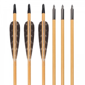 Elong Outdoor 117025-01 OD8MM 32 inch Drewniana strzałka Archery Tradycyjny łuk strzelanie