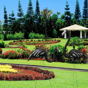 Czarny Szkielet Yard Flamingi Halloween Plastikowe Flamingi Decor Decor Ozdoby Zombie Lawn Ornament