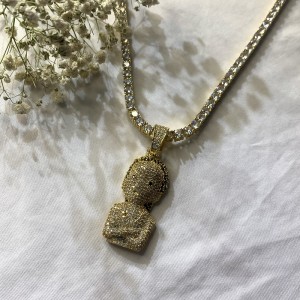 Cyrkon Solidna wybuchowa dziewczyna głowa hip hop wisiorek